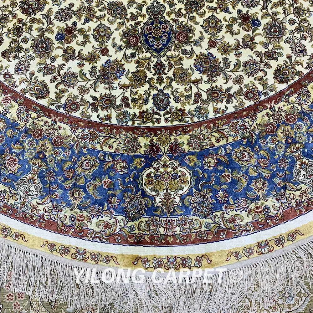 YILONG 6 'x 6' круглый персидский шелковый ковер ручной работы для столовой большой