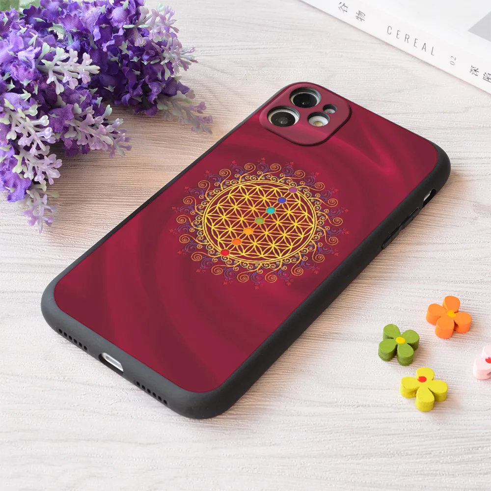 

For iPhone Flower Of Life Chakras Spirituality Yoga Zen Print Soft Matt Apple Case