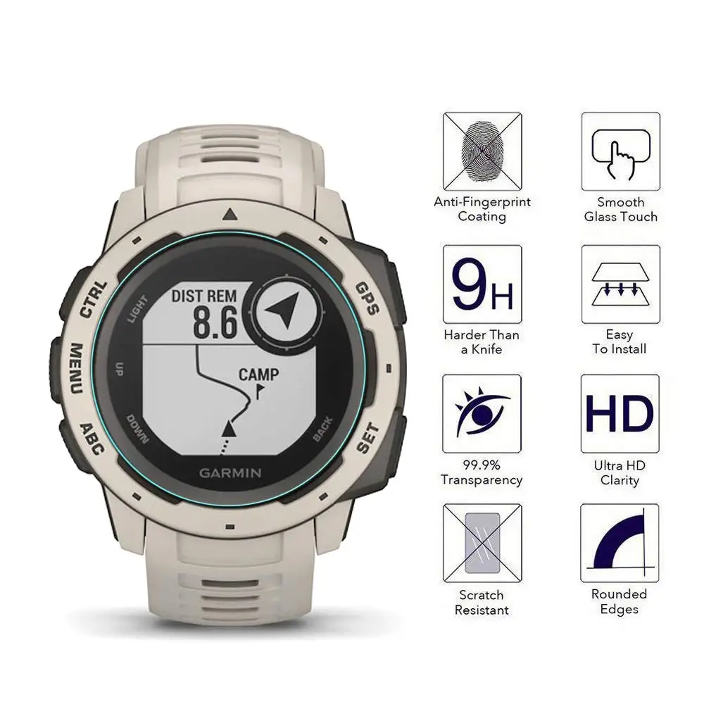 2 шт протектор экрана для Garmin Instinct Закаленное стекло 3D 9H твердость ультра
