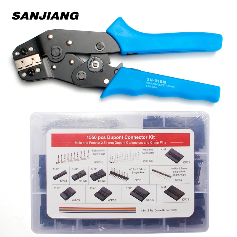 

Dupont клещи для опрессовки SN-01BM Запчасти для прессовочной машины 1550 шт. штекер Dupont гнездо набор для обжима для 2,54 мм 3,96 мм, KF2510 разъем 28- 20AWG
