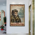 Постер пилот Кот  Майк, эхо, Оскар, виски как копировать Напечатанные принты, подарок для влюбленных кота, забавный кот пилот, холст для домашнего декора