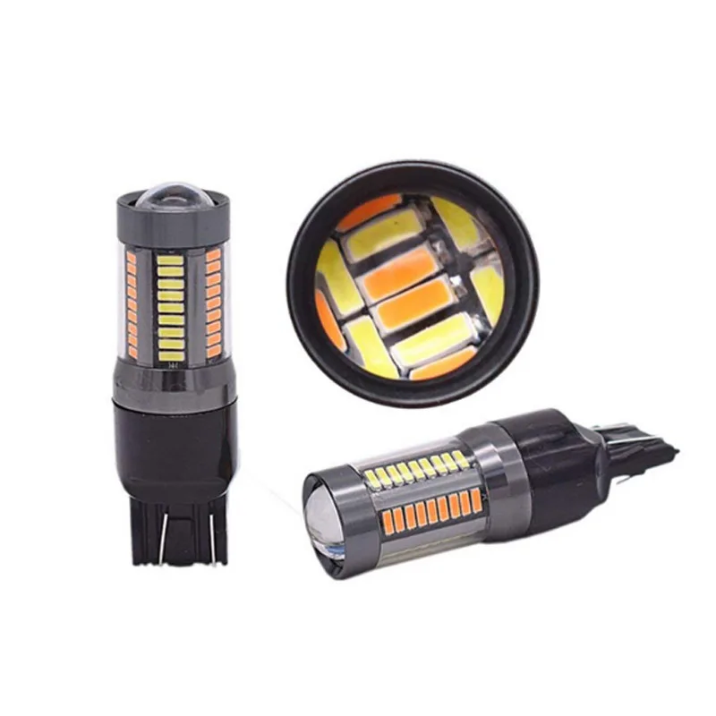 2 шт. 7443 3157 1157 Led 4014 66 SMD автомобильный светильник с поворотным сигналом светильник s Тормозная лампа 12 В двухцветная белая желтая лампа