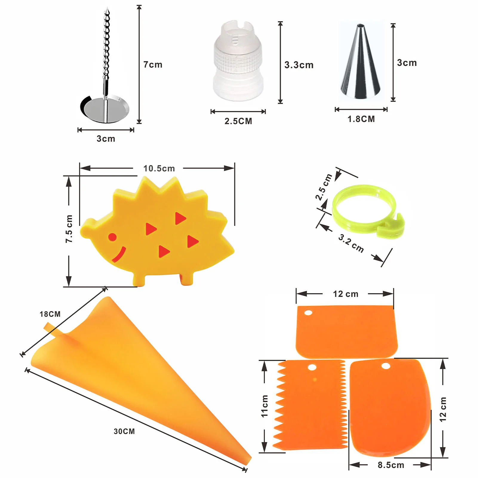 

18PCS Stainless Steel Cake Decorating Mouth Cream Piping Tips Kitchen tool with Hedgehog Plastic Box