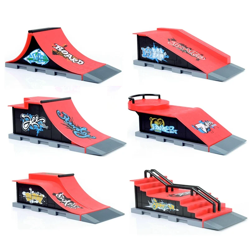 

6Styles DIY Assembly Mini Finger Skateboard Deck Truck Skatepark Board With Ramp Accessories Sets Fingerboard Ultimate Parks Kit