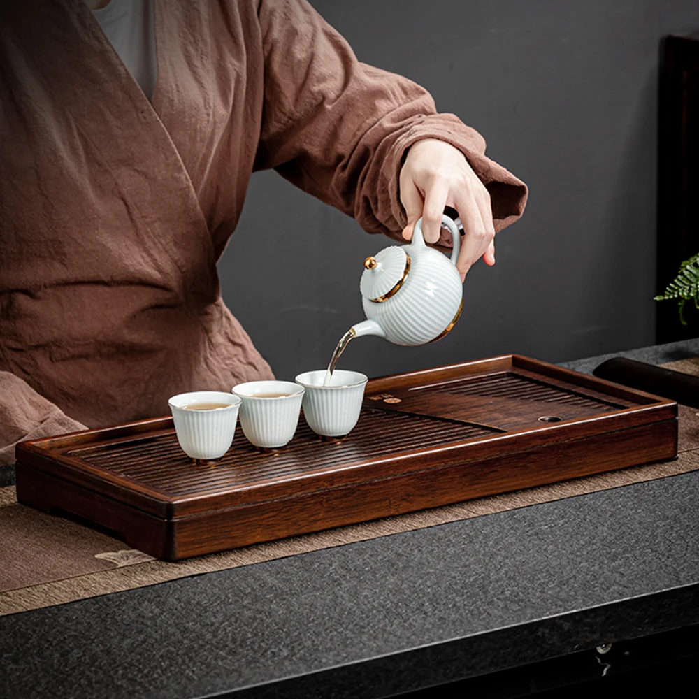 

Wooden Tea Tray Rectangle Drainage Water Storage Tray Kung Fu Puer Tea Board Teaware Chinese Tea Ceremony Tools Tea Accessories
