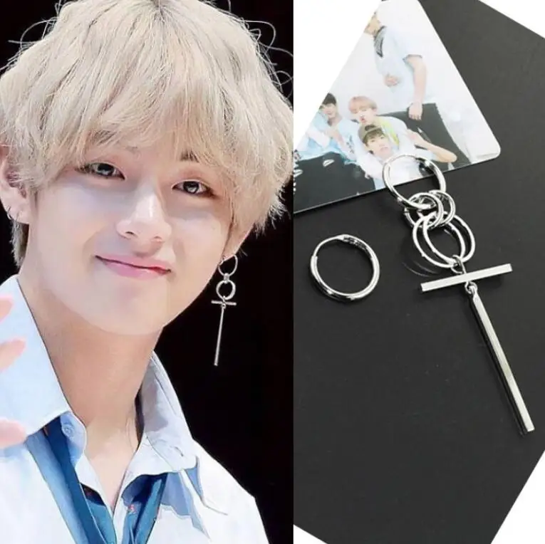KPOP Модные V DNA Bangtnn мужские серьги для мальчиков альбом JIMIN асимметричные Pop из