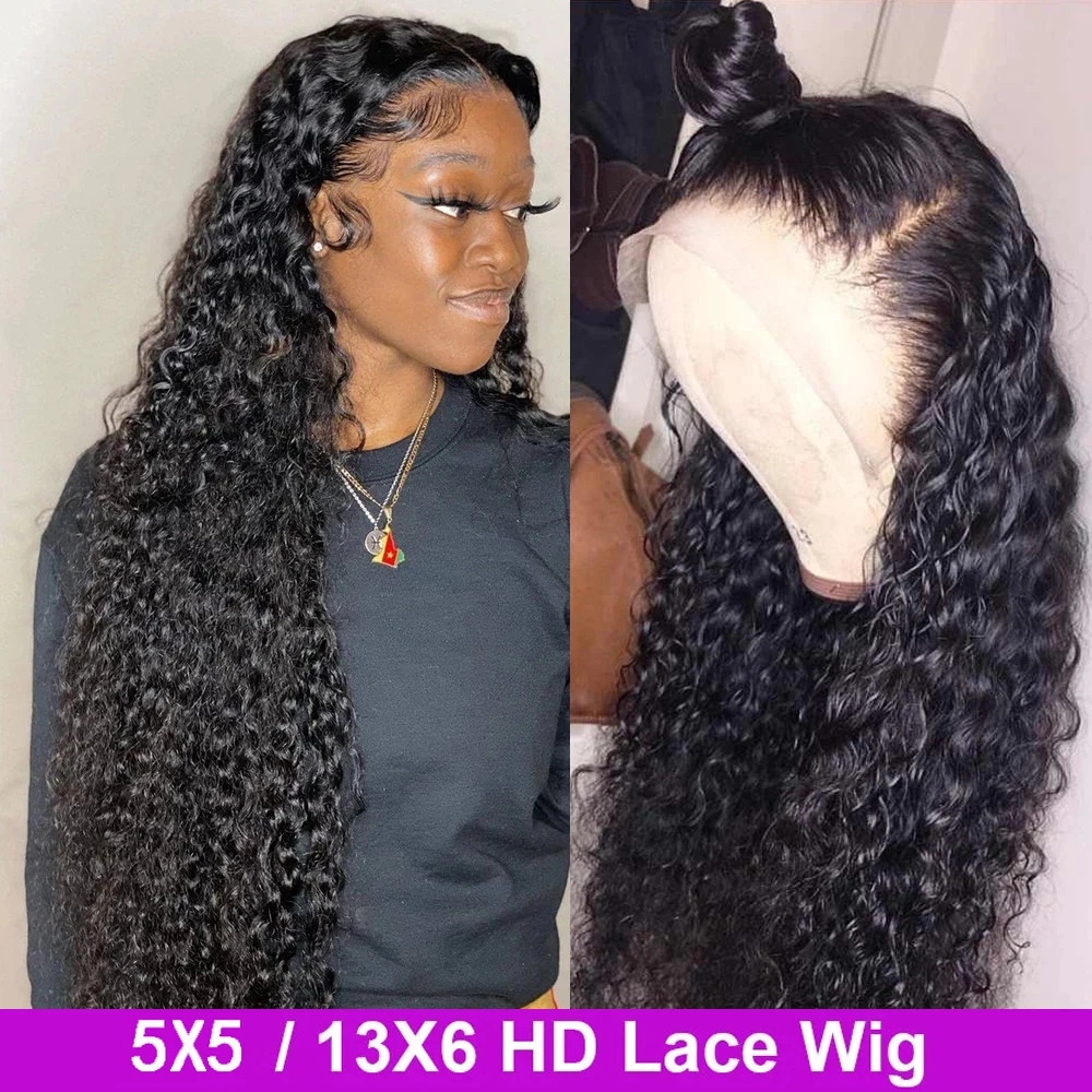 34 32 дюймов кудрявый вьющиеся парики из натуральных волос на кружевной 13X4