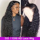 34 32 дюймов кудрявый вьющиеся парики из натуральных волос на кружевной 13X4 прозрачный Синтетические волосы на кружеве парик для черных Для женщин монгольский вьющиеся 5X5 HD Синтетические волосы на кружеве al парик