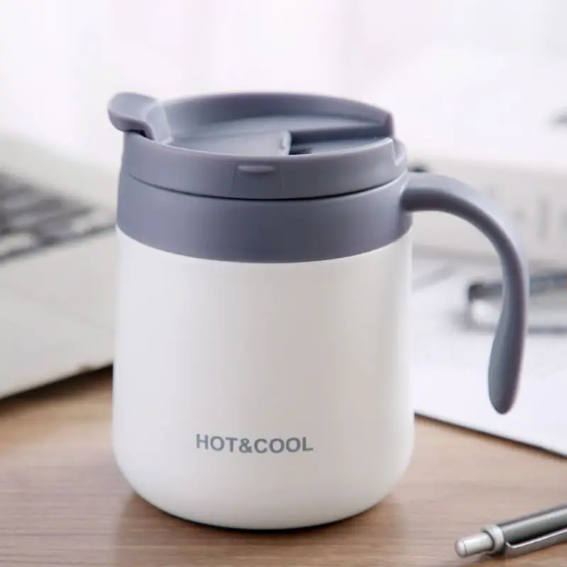 

Кофейная чашка из нержавеющей стали, 400 мл, 500 мл, кофейная кружка с крышкой, изоляционная чайная чашка с ручкой, Подарочная чашка для кофе с з...