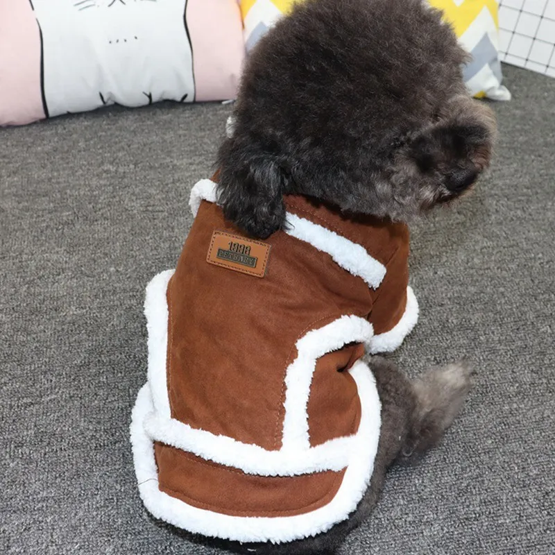 Pet зимняя одежда для собаки одежда Nordic Стиль, из искусственной замши, флисовая куртка теплая собачья 2 брюки с широкими штанинами пальто собаки Костюмы
