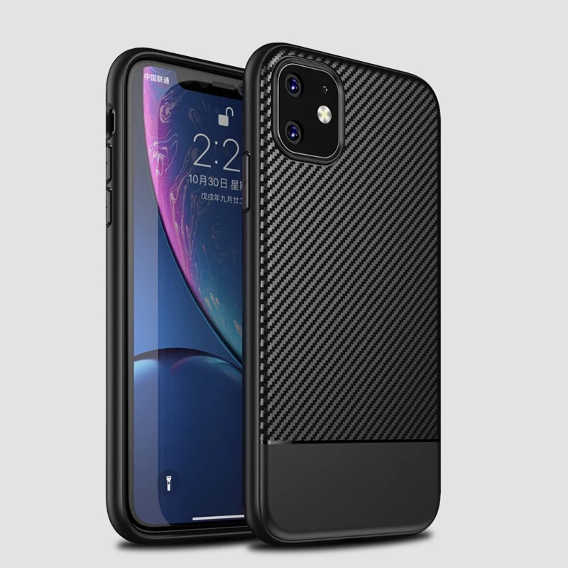For iPhone 11 Pro Max 11Pro XS XR 6 6s 7 8 Plus X Case Silicone Phone Cover Soft TPU Carbon Fiber Bumper Funda |