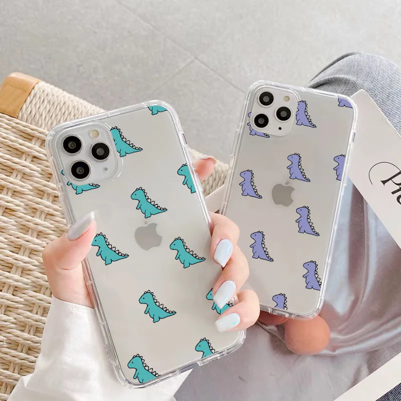 

Dinosaur Crocodile Phone Case for iPhone 12 11 13 Pro Max X XS MAX XR 7 8 Plus SE 2020 Cute Soft Clear Transparent Back Cover