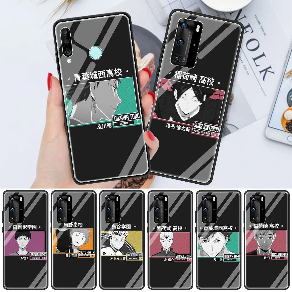 

Anime Volleyball Haikyuu Tempered Glass Coque for Huawei P30 P20 P10 Lite P40 P30 Pro P Smart Z Silicone Edge Phone Case Funda