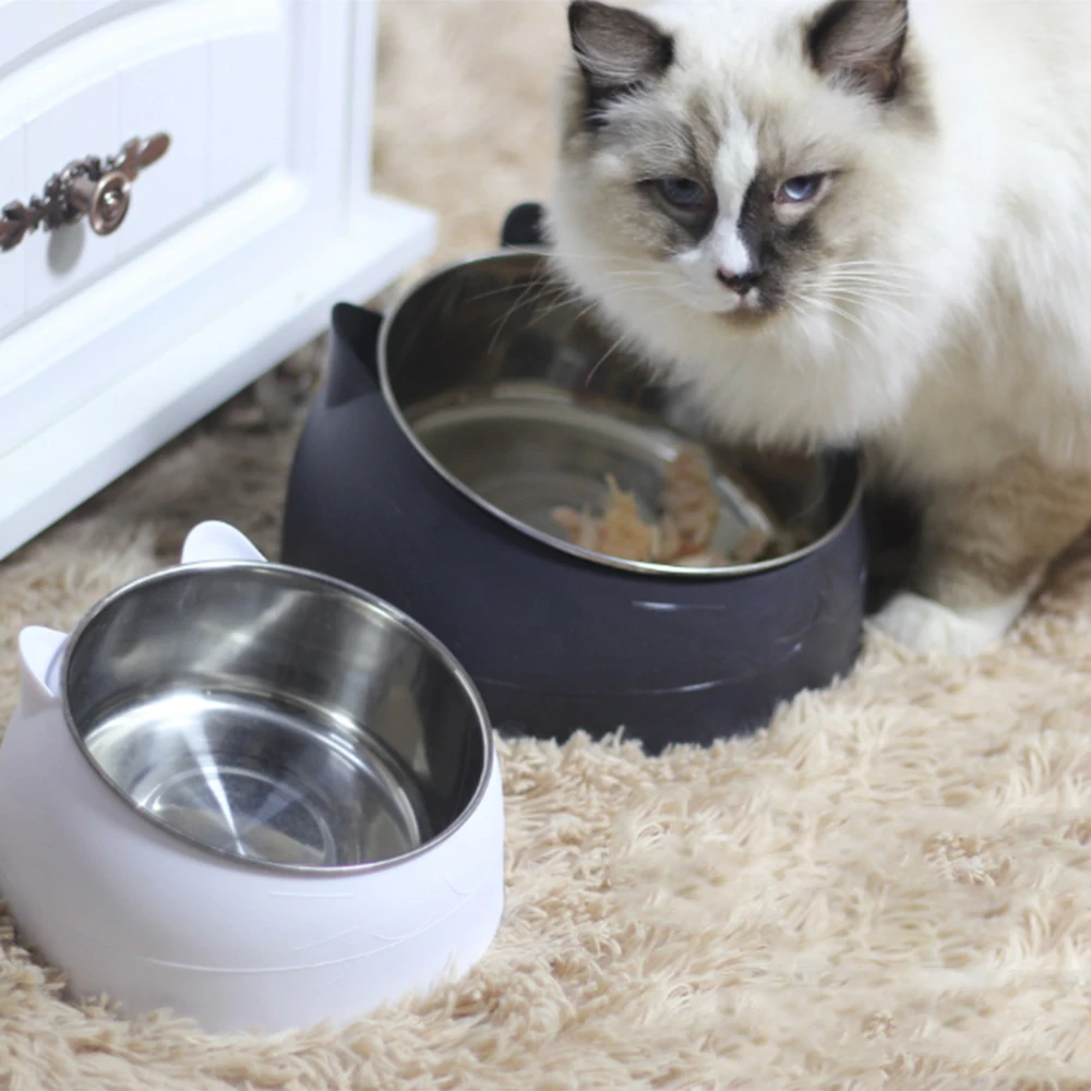 Кошачья миска под наклоном Pet Удобная из нержавеющей стали для щенков кошки Еда