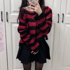 Женский полосатый джемпер с круглым вырезом, с разрезом