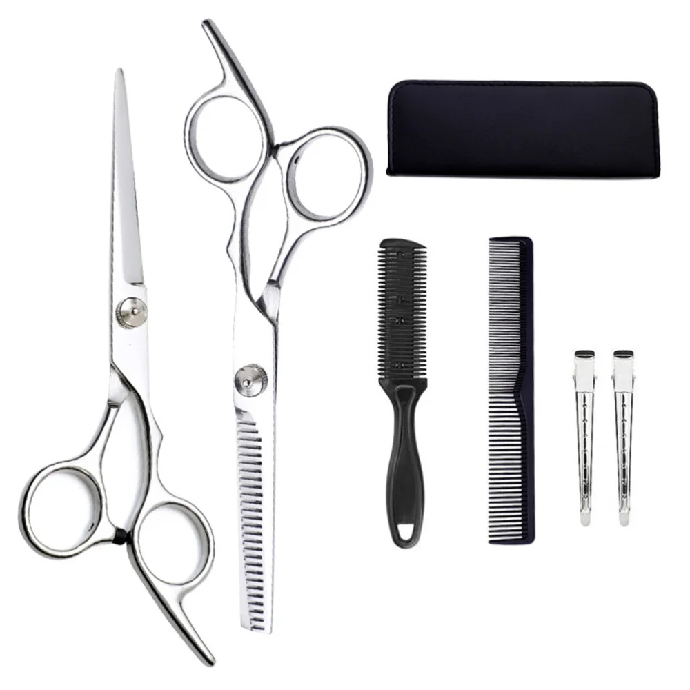 

1 Set of 7Pcs Haircut Scissors Hair Cutting Styling Tools Hairdressing Scissors Teeth Straight Thinning Hair Scissors Set