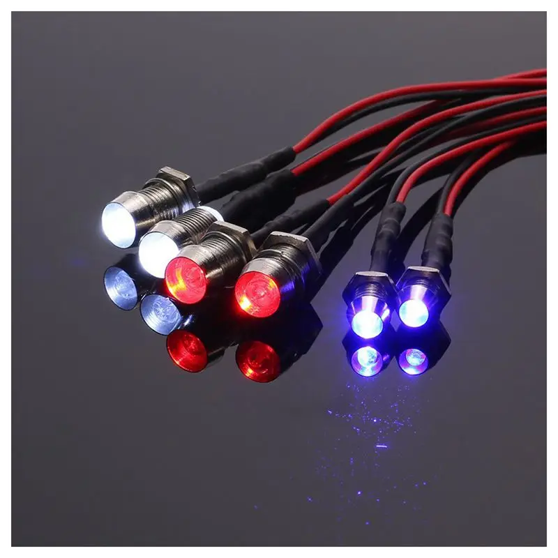 

6 LED Light Kit 2 White 2 Red 2 Blue for 1/10 1/8 Traxxas HSP SCX10 D90 HPI RC Car