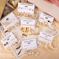 womens earrings set pearl earrings for women bohemian fashion jewelry 2021 trend geometric crystal heart dangle drop earrings