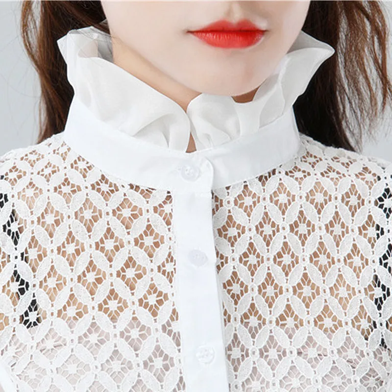 Шифоновая рубашка имитация съемного ложного воротника аксессуары женский