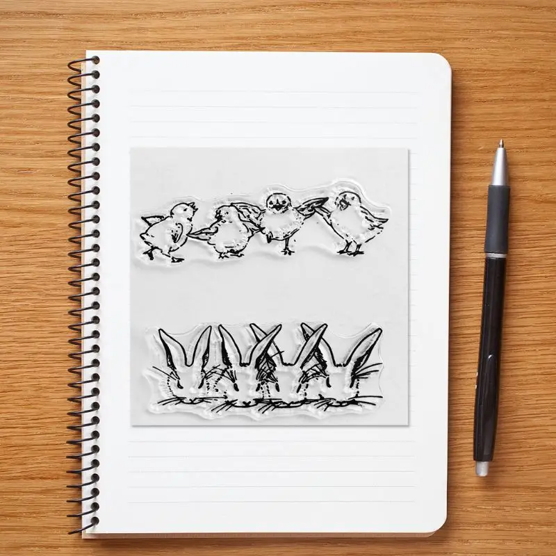 Пасхальный кролик цыпленок силиконовая прозрачная печать штамп сделай сам