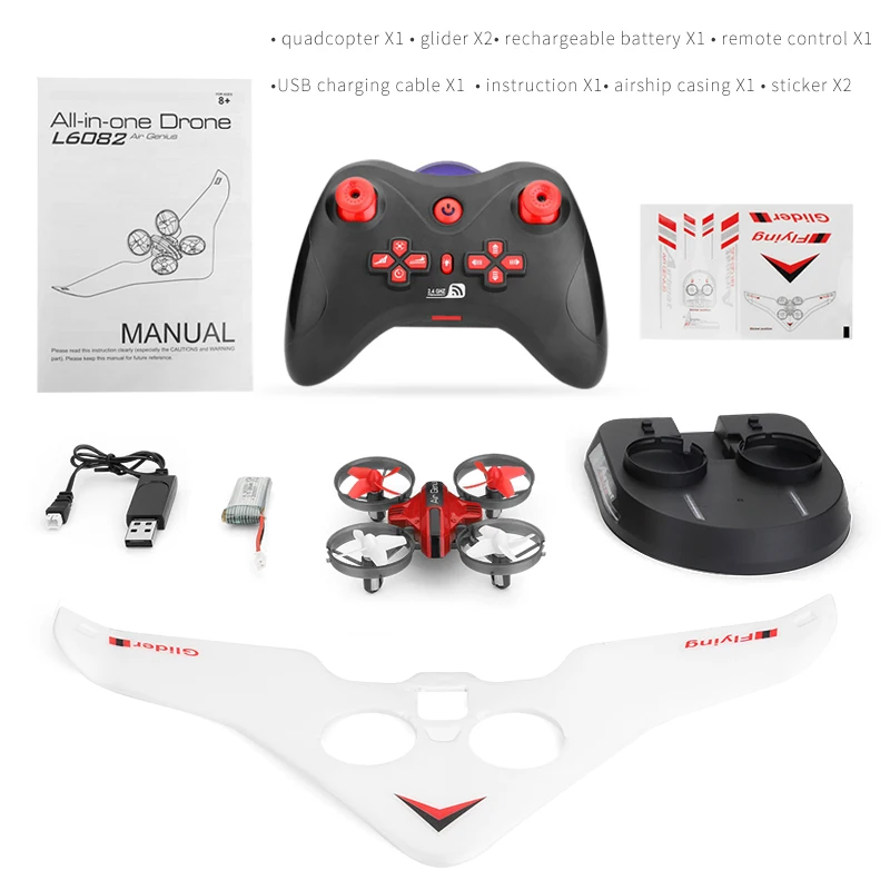 

High Speed Remote Control 2.4G Quadcopter RC Drone Multi-function Land Racing/Flying/Gliding Drone Aircraft Toy Gift for Kids