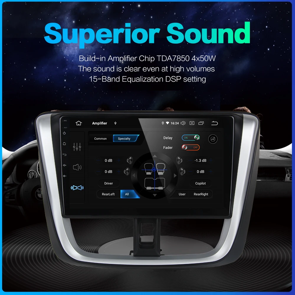 Автомобильный радиоприемник Dasaita 1 Din Android 10 стерео для Toyota Vios Yaris 2017