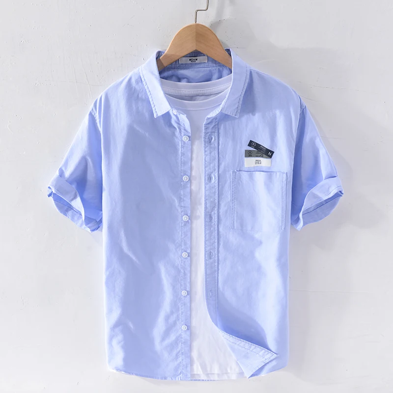 

New Summer new arrival short-sleeved cotton shirts men brand casual shirt for men comfortable solid shirts male overhemd camisa