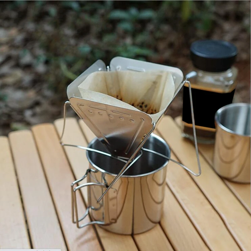 

Stainless Steel Coffee Dripper Holder Foldable Coffee Filter Rack Camping Hiking Picnic Pour Over Coffee Drip Cone