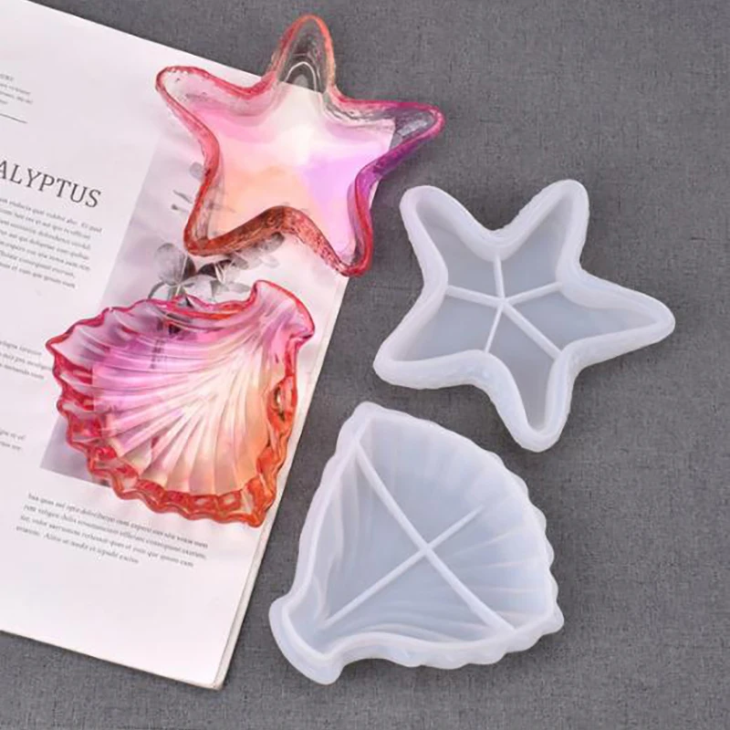 

Shell Starfish ShapeSilicone Mold Shell Shape Creative Design Jewelry Storage Scallop Glue Tray Mold