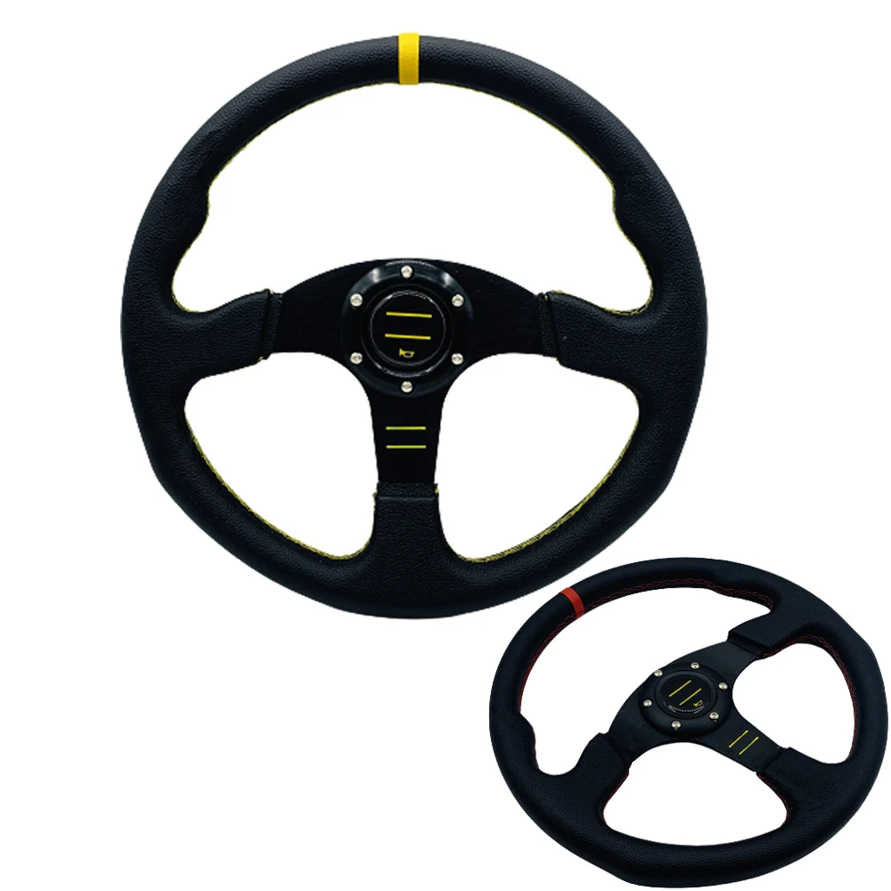 Купи 14inch 350mm Car Sport Steering Wheel Breathable and Waterproof Leather Tuning Drift Racing Steering Wheel за 1,025 рублей в магазине AliExpress