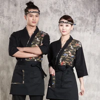 unisex japanese style food service clothing sushi chef jacket new chef work uniform designed cook suit japanese kimono