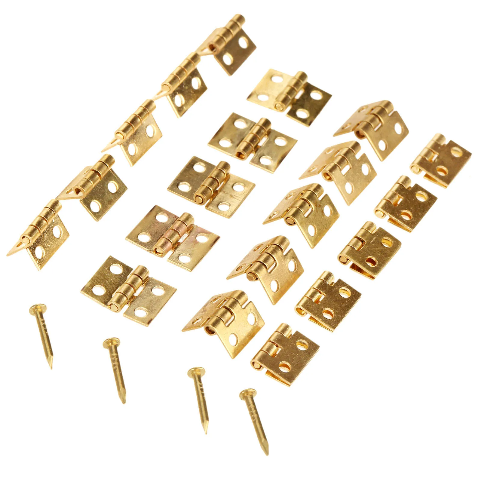 20Pcs Brass Mini Cupboard Hinge Furniture Fittings Decorative Jewelry Wood Box Cabinet Door Hinges Hardware 10x8mm | Обустройство