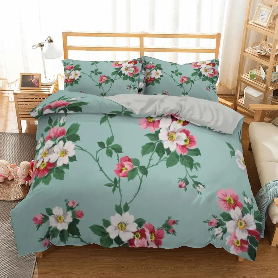 

Nordic Spring Daisy 3D Flower Printed Bedding Set King Queen Size Quilt Cover Bed Linen Set with Pillowcase Floral Duvet Cover