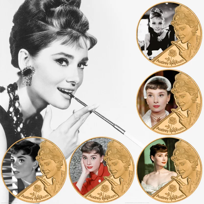 

2021 New Century Beauty Hepburn Commemorative Coin Metal Commemorative Coin Medal Collection Badge Gift Souvenir Coins