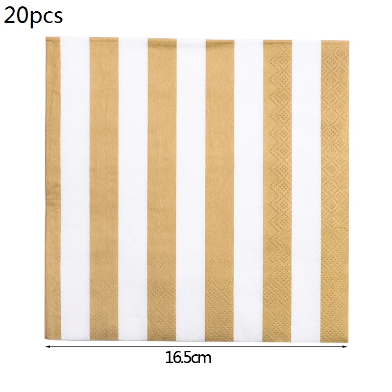 B16 20pcs napkins С Рождеством золотые тарелки в полоску чашки Бумага соломки для дней рождения праздничный набор столовой посуды для свадьбы или «нулевого дня рождения» курица декоративные принадлежности для вечеринок - Цвет: B16 20pcs napkins