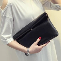 new fashion 2019 women pu leather briefcase luxury handbag envelope large clutch purse bag travel designer solid black blue red
