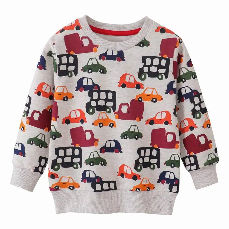 

Jumping Meters Boys Long Sleeves Various Cars Pattern Grey Sweatshirts Kids Clothes Autumn Children's Clothing 2-7Years