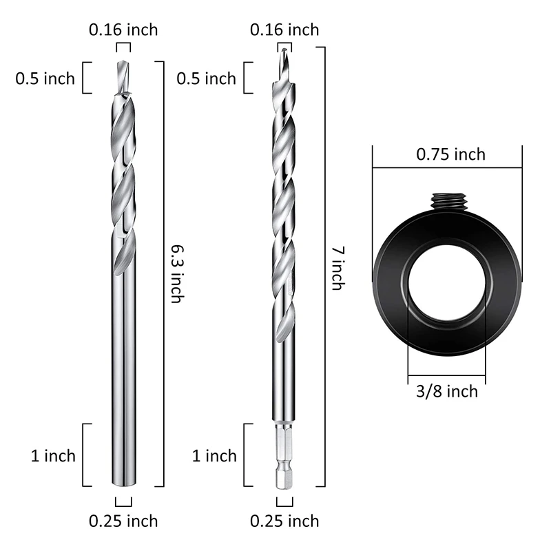 4Pcs 1/4 дюймовые шестигранные карман Отверстие Сверло твист-ступенчатое сверло для