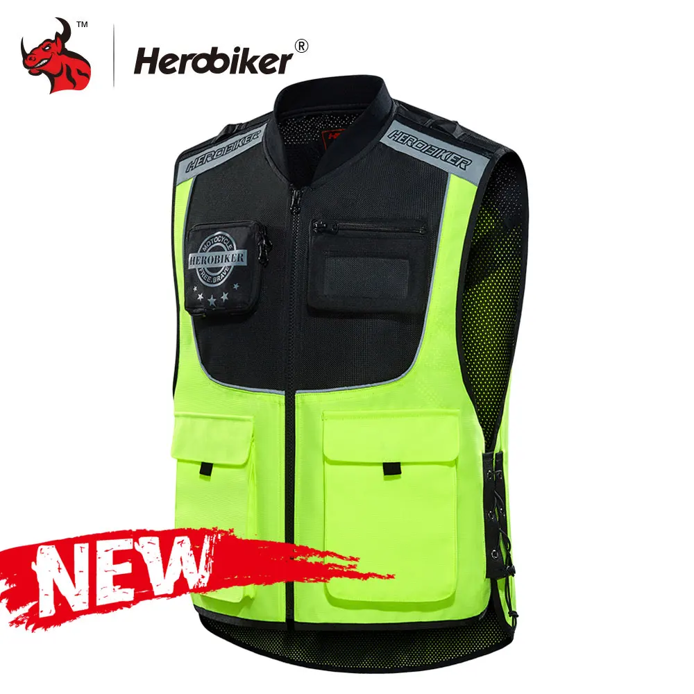 HEROBIKER мотоциклетная куртка защитная Экипировка мото Ночная Светоотражающая куртка летний Кроссовый жилет для гонок по бездорожью с защитой