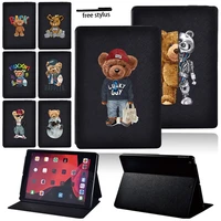 ipad 2021 9th generation case ipad 7th 8th gen 10 2 inch cute bear series tablet leather flip cover ipad air 3 pro 10 5 inch