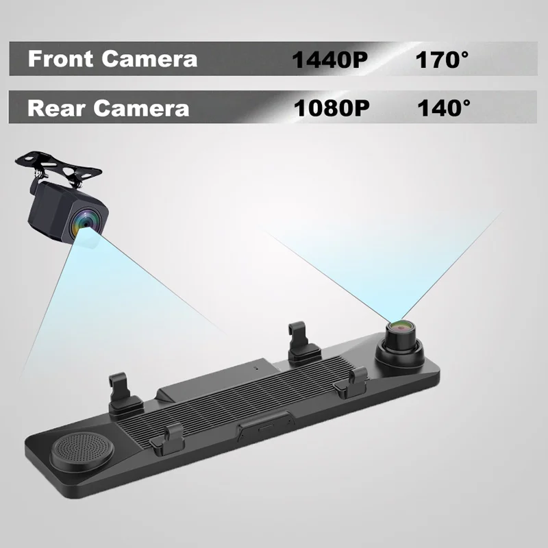Видеорегистратор автомобильный зеркало заднего вида 12 дюймов 2K GPS