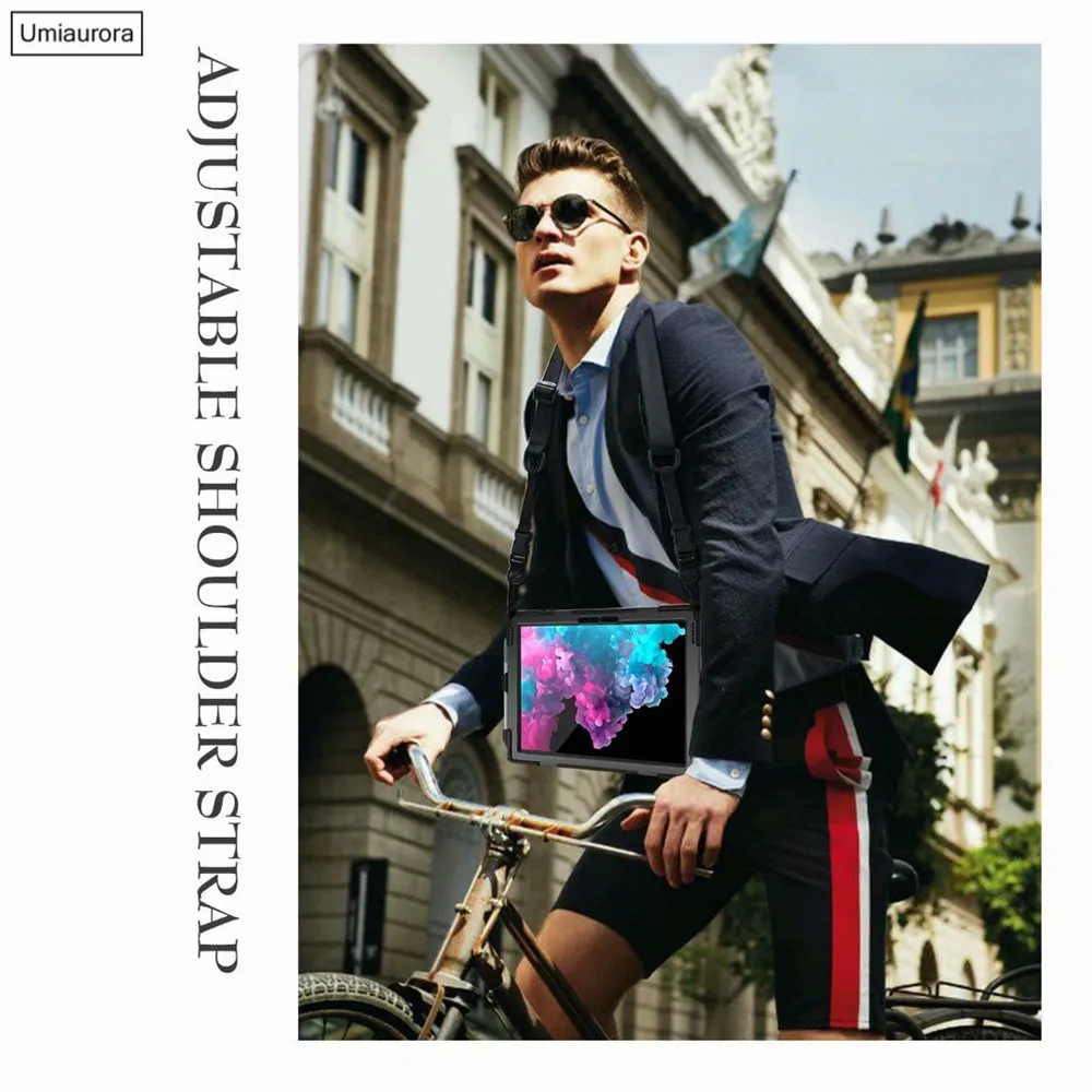 

Tablet Case For Microsoft Surface Pro X Surface GO 10.5" Surface Pro 4 5 6 7 Kickstand Silicone Shockproof Cover Case + Strap