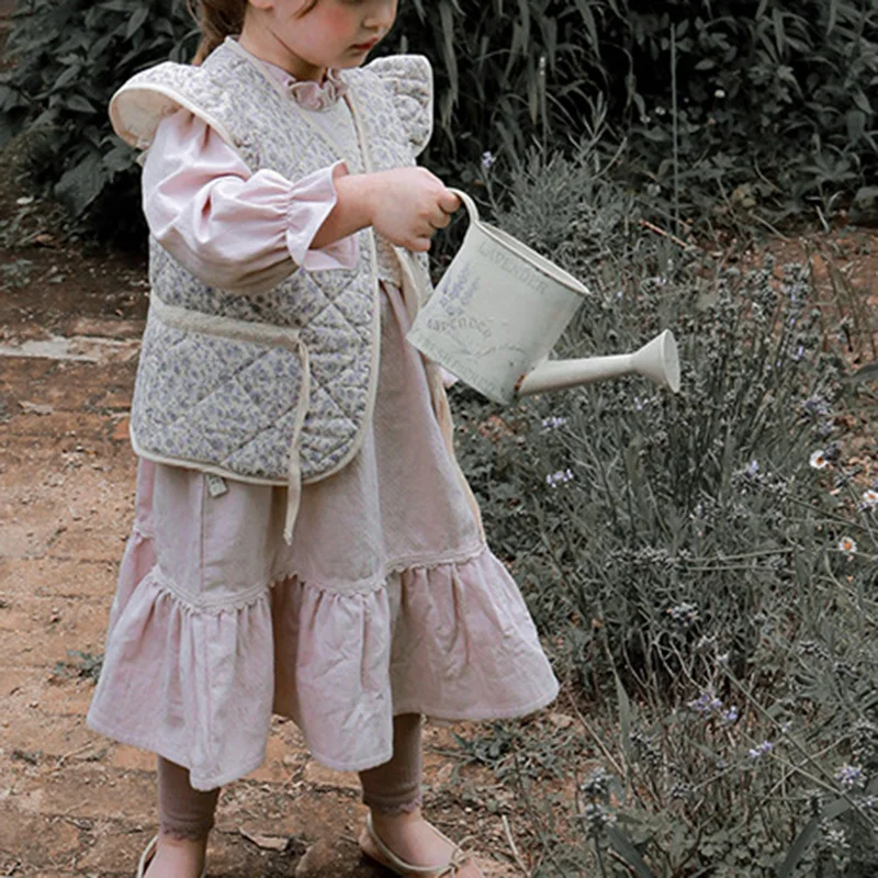 Новинка 2021 Осенний детский жилет Детская куртка с цветочным принтом для девочек