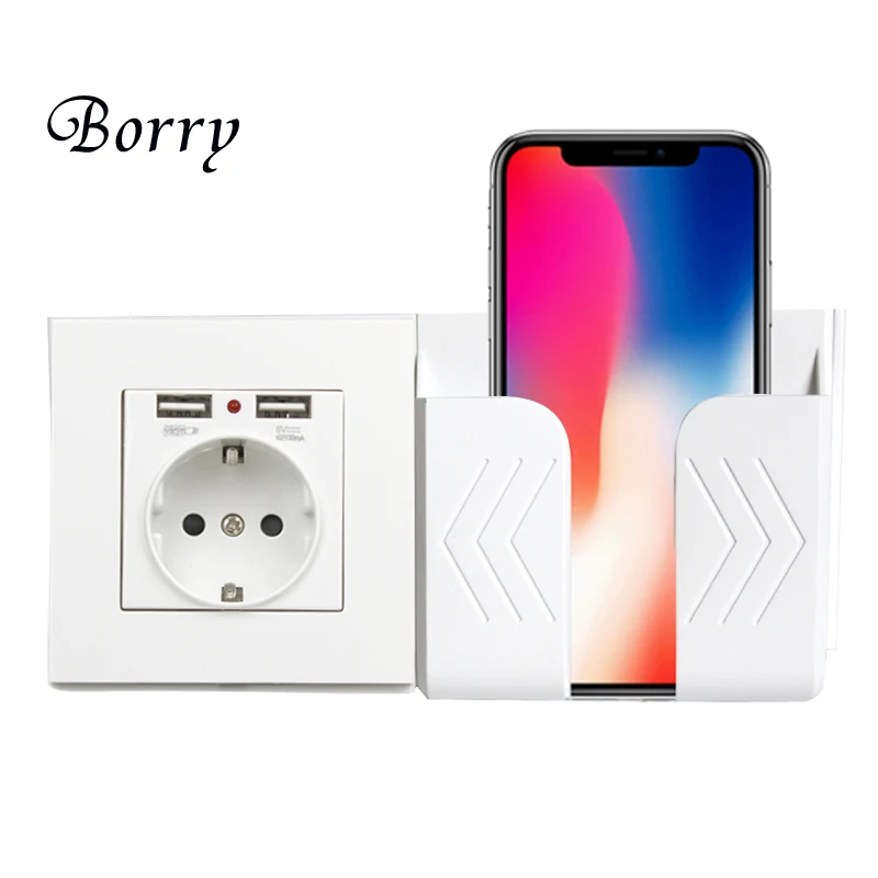 Настенная электронная розетка стандарта ЕС с двумя домашними usb-разъемами