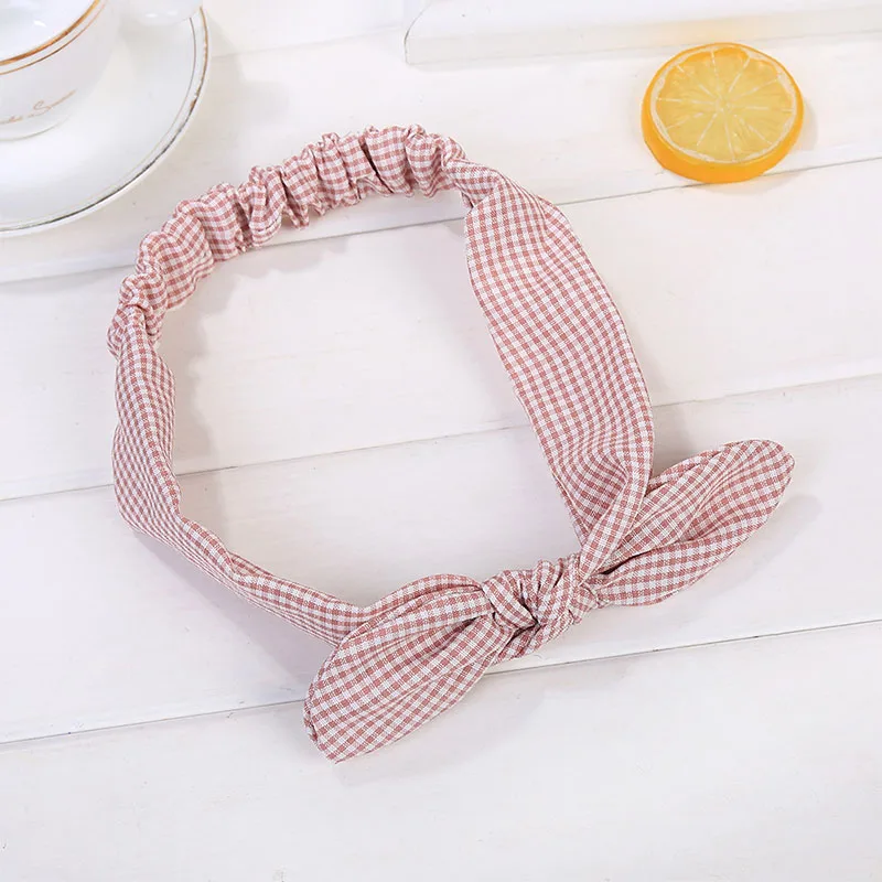 style 9 pink Одноцветный ободок с заячьими ушами для женщин, завязанный бантом, повязка для волос, женский эластичный ободок для волос с заячьими ушками, головной убор, аксессуары для волос - Цвет: style 9 pink