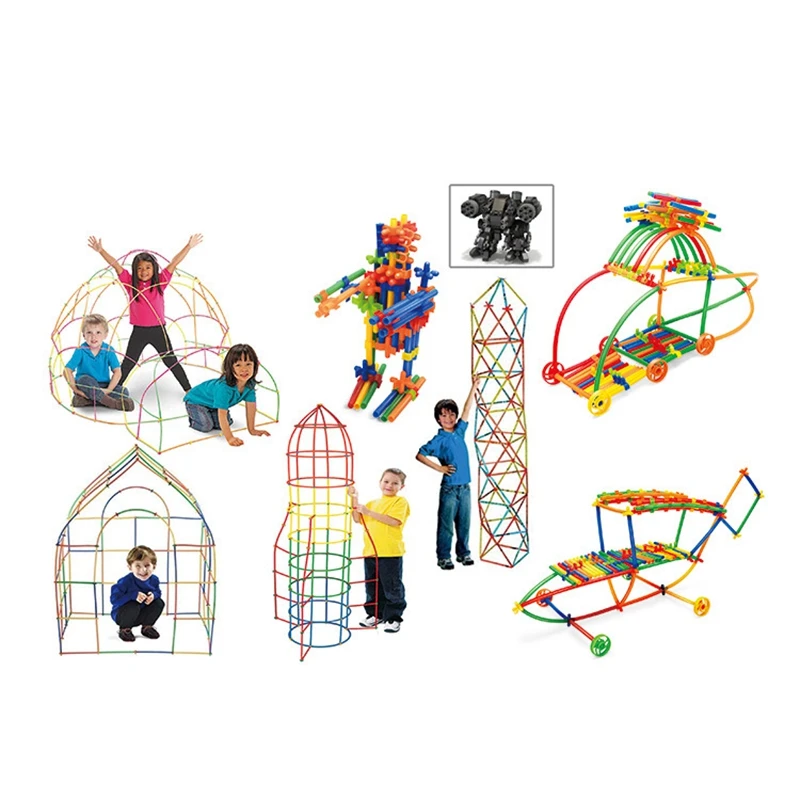 

600Pc Straw and Connector STEM Building Straws Kids DIY Toy Interlocking Educational Construction Engineering Play Set