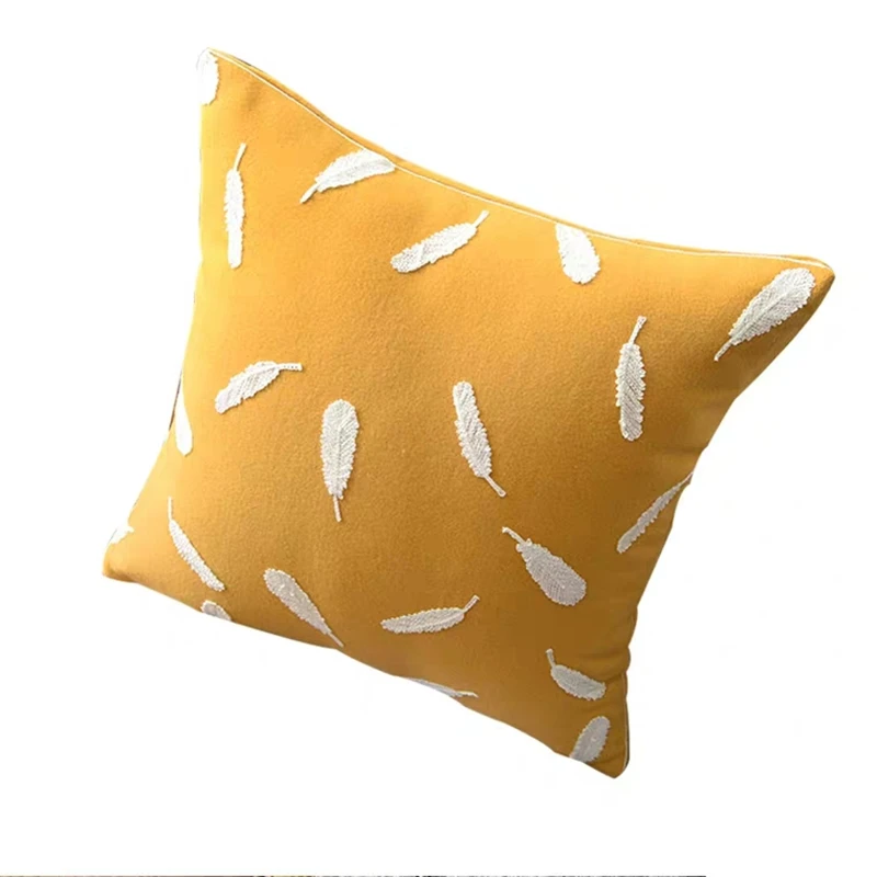 Nordic Style Feather Pattern Pillowcase Living Room Bed Room Decorative Pillow Cases 45x45cm Polyester Cotton Pillow Cover