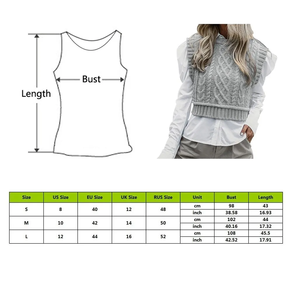 

2021 Sleeveless Knitted Vest Women Casual Turtleneck Spring Autumn Chic Lady Sweaters Girls Cute Jumpers Solid Color Round Neck