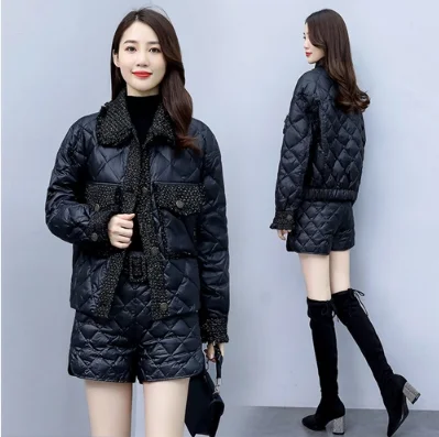 

High Quality Jacket And Shorts Fashion Women Long Sleeve Set Suit Belt Blazer Conjunto Feminino Ensemble Femme Survetement