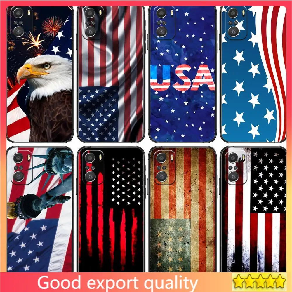 

I love USA American flag cartoon Phone Case For XiaoMi Redmi Note 10 9 9s 8 7 6 5 A Pro s T Black Cover Silicone Back Pre style